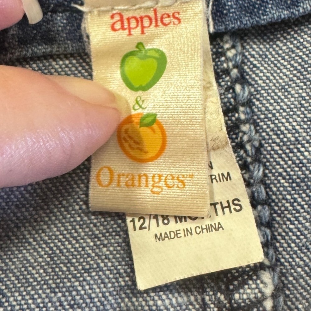 Apples & Oranges Luckenbach Texas Denim Short Kids 12-18 Months Blue Overalls - Picture 9 of 10